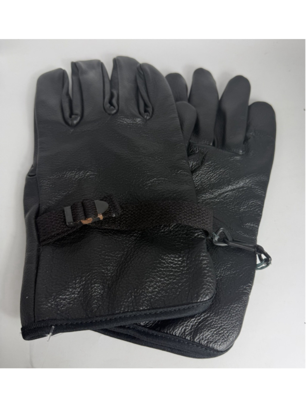 General Jackson’s Black Leather Gloves Fleece Lined Adjustable Strap Military